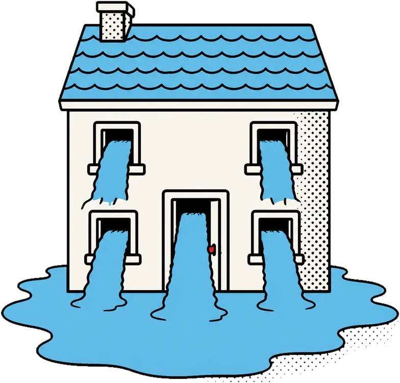 A house pouring water