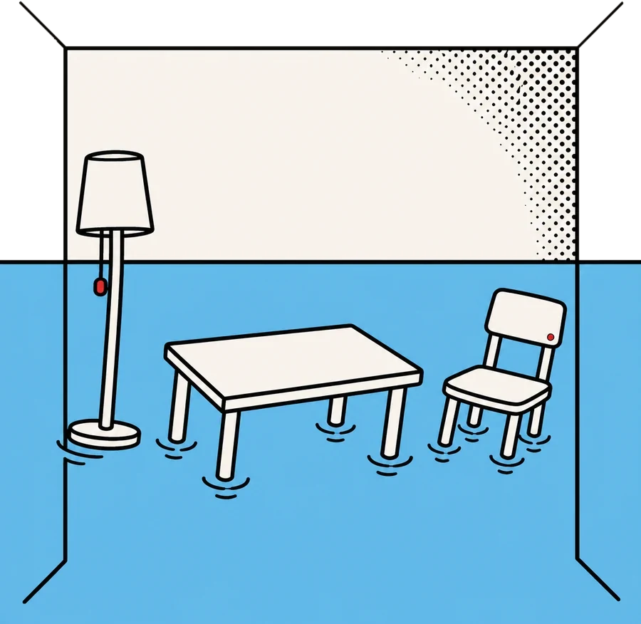 A flooded room