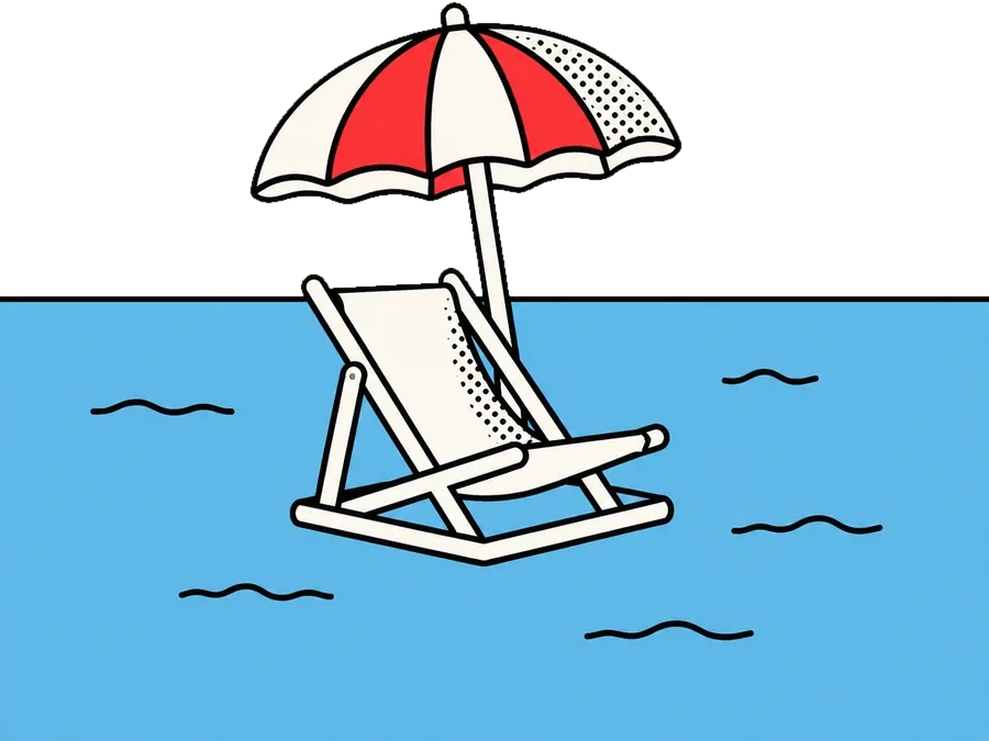 A deck chair on an endless sea